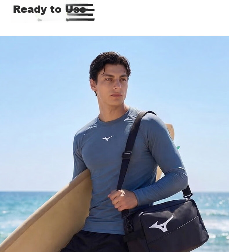 MIZUNO Swimming Bag Wet and Dry Separation Water-Resistant Large Capacity Handheld Fitness Sports Swimming Gear 2010 Black 9