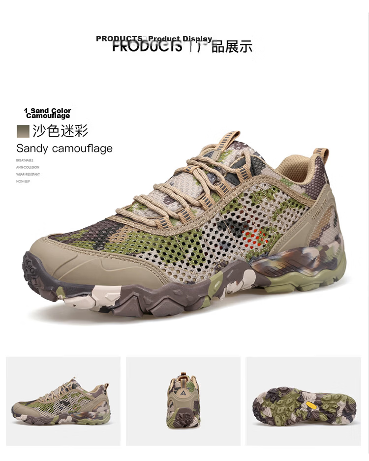 HUMTTO Mesh Hiking Shoes Non-slip Wear-resistant Men's Outdoor Mountaineering Breathable Casual Shoes Sand Camouflage Size 43 17