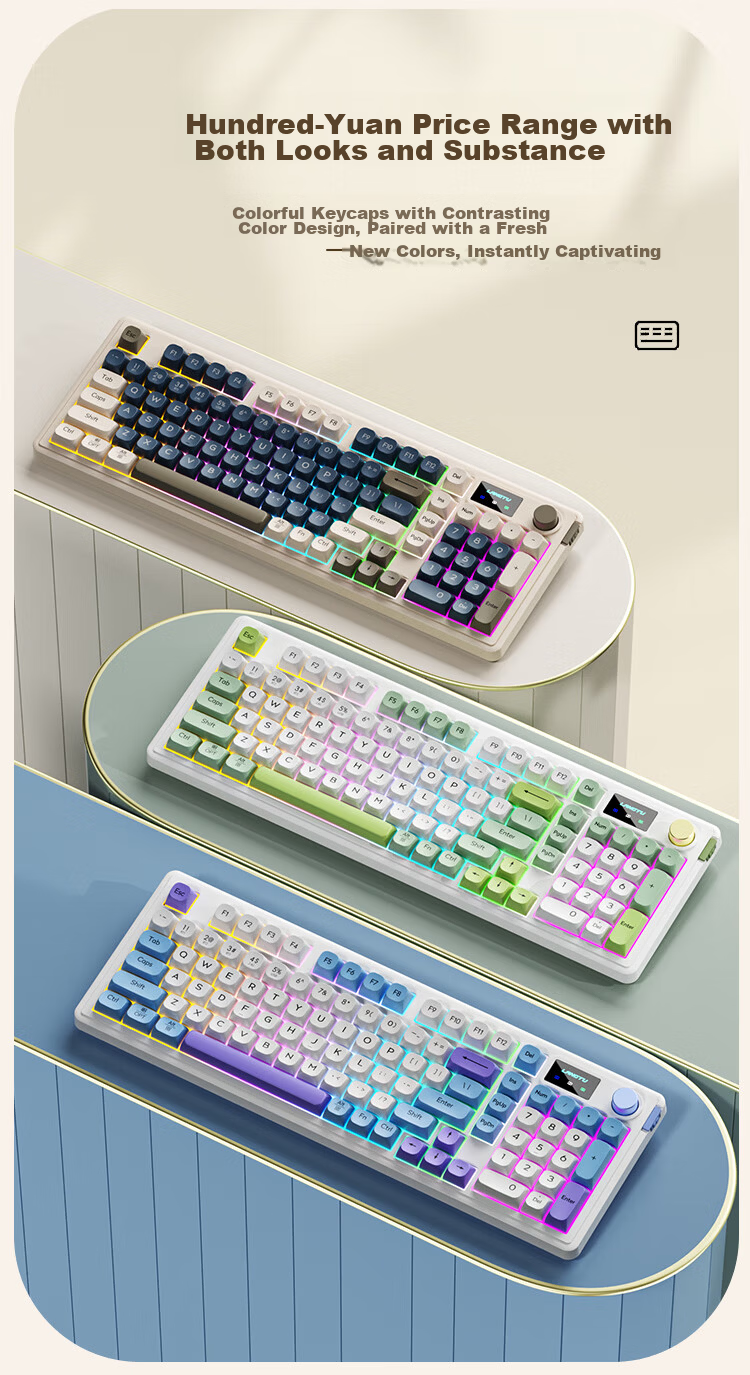 Langtu L99 Membrane Keyboard, 99 Keys, Quiet Keyboard, Gaming And E-Sports, Computer Office Keyboard, Wired Gasket Structure, RGB Lighting Effects, Blackberry 3