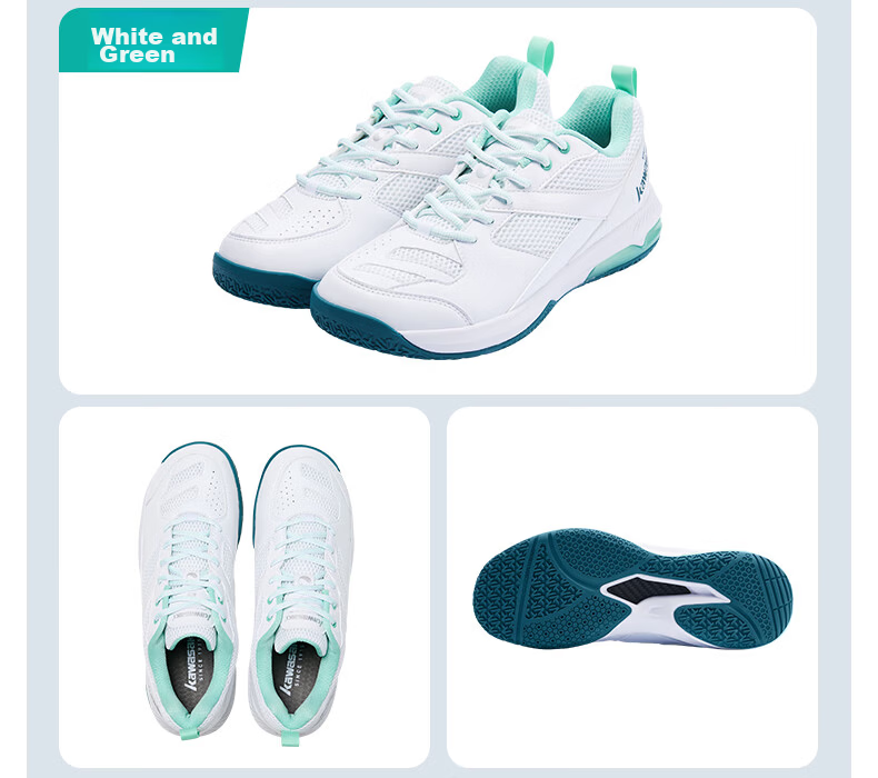 KAWASAKI Unisex Badminton Shoes Non-Slip Shock Absorption Professional Training Competition Sports Shoes Whale Dream Fantasy Green Size 37 12