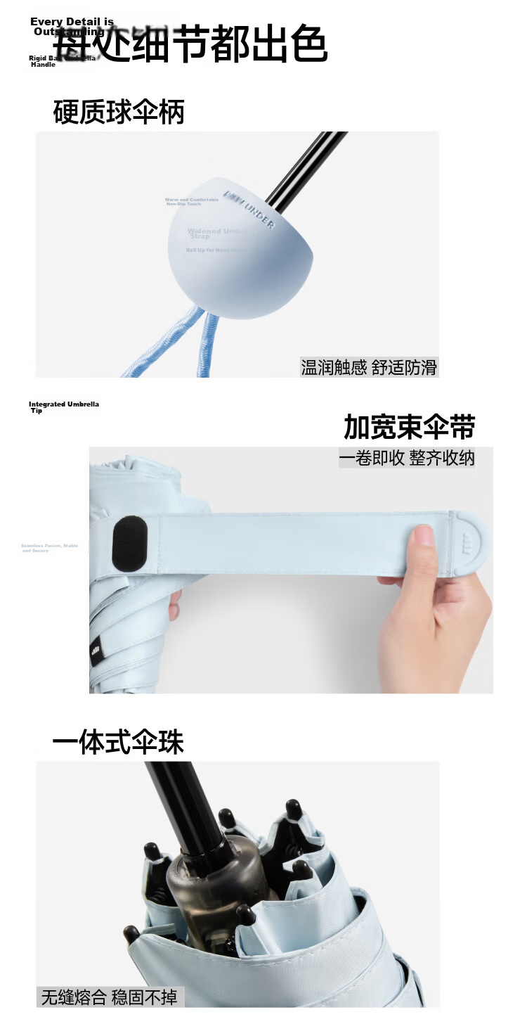 Beneunder UV Protection Sun Umbrella, Foldable Black Gel Capsule Umbrella for Rain And Shine, BM525 Almond Color 18