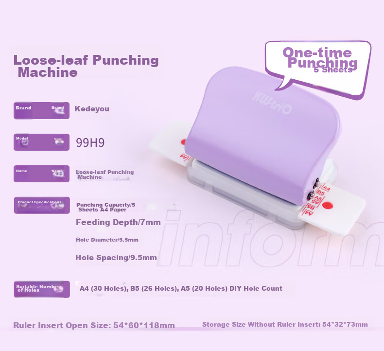 KW-Trio [Super Popular] Multi-Hole Punch A5/B5/A4 Hole Puncher for Loose-Leaf Binders, Learning Tool, Hole Punch Machine, Hole Maker, Student Stationery 2