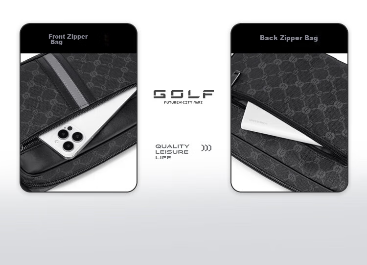 GOLF Men's Printed Single Shoulder Crossbody Bag Multi-Compartment Waterproof Business Commuter Bag for Phone and iPad 10