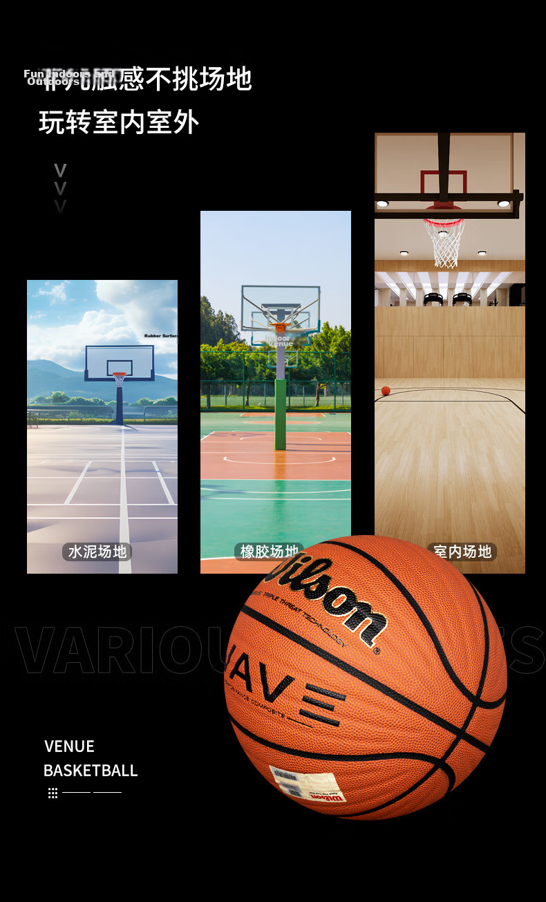 Wilson NCAA Competition Professional Basketball, Indoor And Outdoor Universal Standard Game Ball, WTB1233IB07CN 7