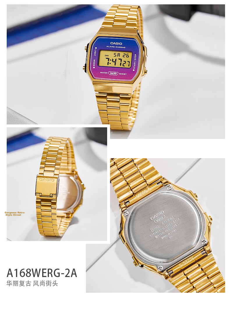 Casio Retro Square Digital Watch for Students, Unisex, A168WERB-2A 26