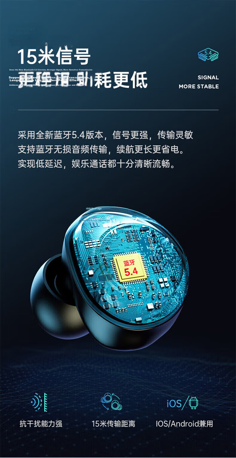Chuangu Bluetooth Wireless Sports Running In-Ear Earphones Noise Cancelling Waterproof Invisible Mini Gaming Low Latency Long Battery Life High Sound Quality Compatible with Android 9