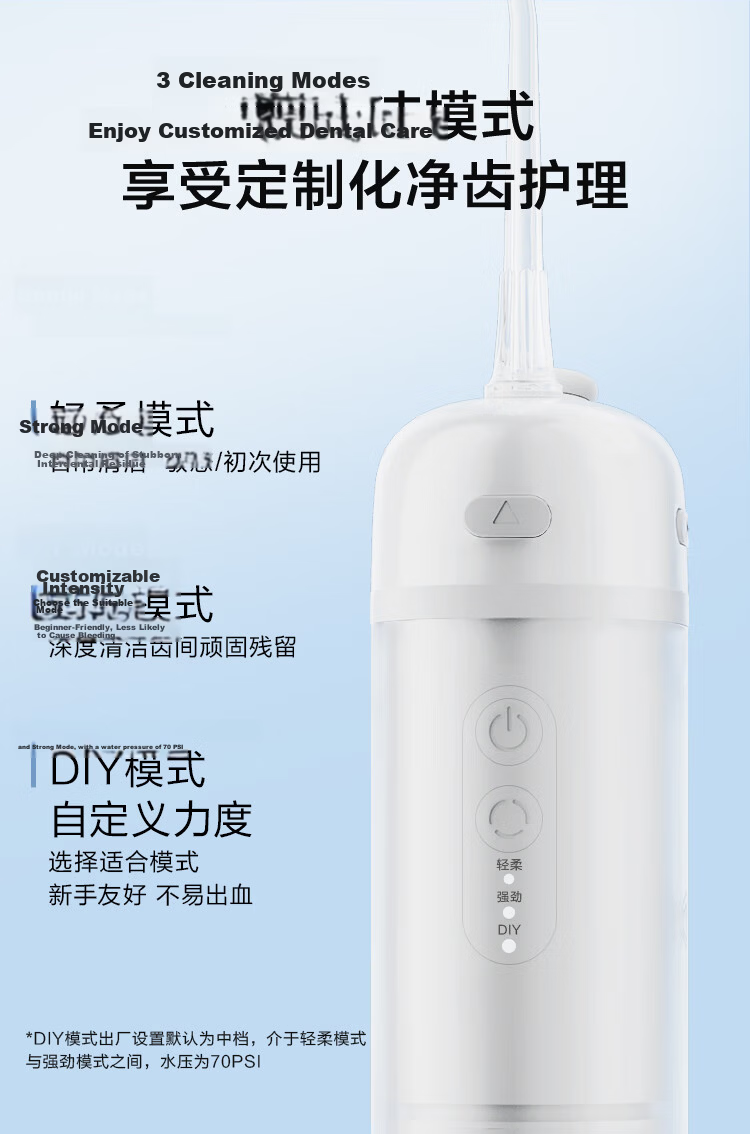 JD Jingzao Portable Oral Irrigator with 3 Nozzles Retractable Water Flosser Ultrasonic Teeth Cleaner Dental Plaque Remover Preventive Dental Care Gift for Teacher's Day Birthday Couples Holiday 13