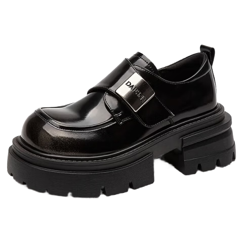 DAPHNE Thick Sole Loafers Women 2025 New Winter Black Casual Soft Sole Slip-On Shoes
