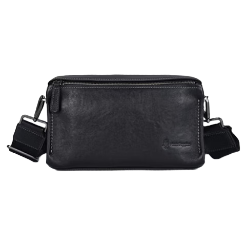 Hush Puppies Narrow Strap Crossbody Shoulder Bag First Layer Cowhide Men's Large Capacity Vintage Messenger Bag Casual Simple Birthday Gift