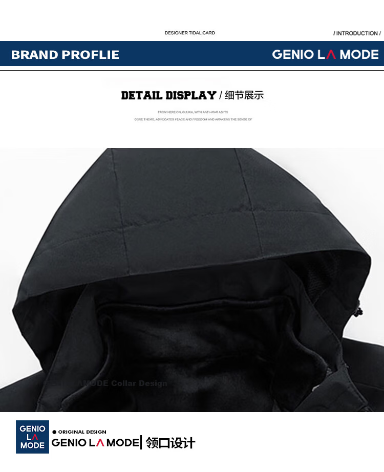 GENIOLAMODE Men's Hooded Jacket, Windproof, Water-Repellent, Versatile Outdoor Sports Coat 15