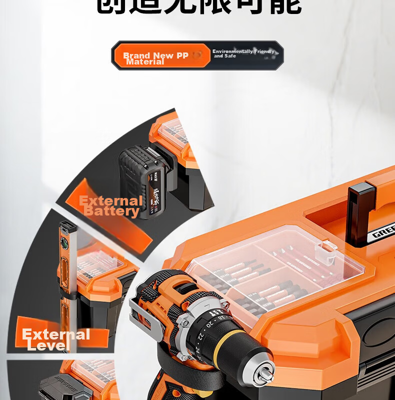 GREENER 17-Inch Large Industrial Grade Toolbox Storage Case Multi-Functional Portable Handheld Automotive Maintenance Electrician Tool Box 3