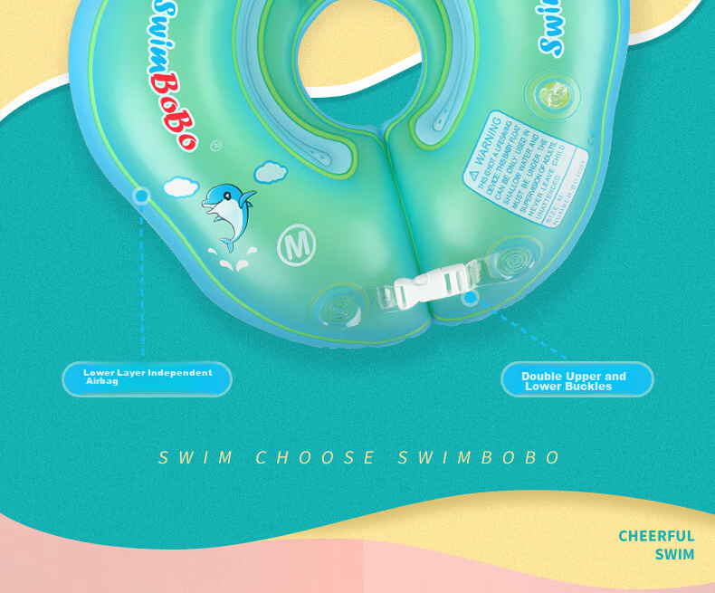 Swimbobo Infant Swimming Ring Neck Float, Anti-Rollover Neck Float, Baby Double Air Chamber Neck Ring, Newborn Swimming Ring BO1005L 7