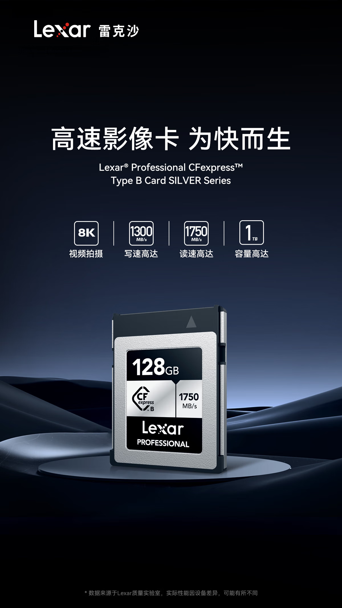 Lexar 128GB CFexpress Type B Memory Card 1750MB/s Read Speed Compatible with Fuji Canon Nikon 8K Ultra HD Recording (SILVER) 3