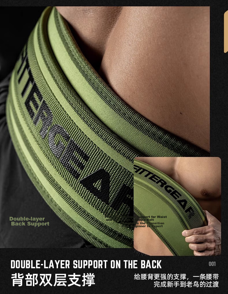 FITTER GEAR Fitness Waist Belt for Men, Deadlift Squat Strength Training Weightlifting Back Support Belt, Advanced Military Green Size L 3