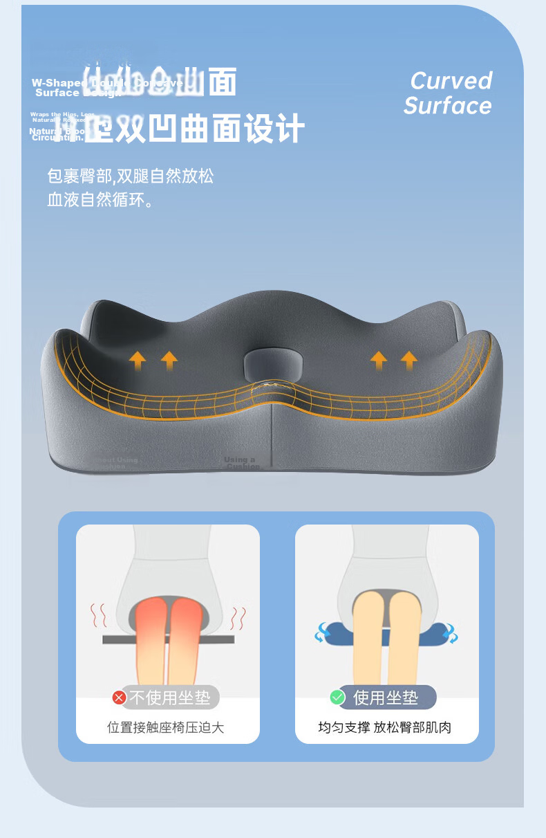 Howtreats Cushion, Butt Pad, Tailbone Pain Relief, Pressure Reduction, Fracture Cushion, Buttocks Enhancer, Office Chair, Car Seat, Long-Sitting Memory Foam Pad 3
