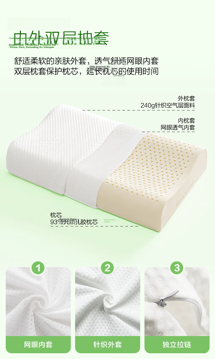 JD Jingzao New Dream Enjoy Latex Pillow 93% Natural Latex Thai Imported Adult Neck Support Cervical Pillow Classic Wave Pillow 18
