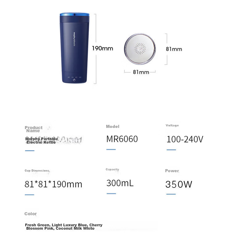 Morphyrichards Electric Kettle, Portable Travel Kettle, Home Use, 0.3L Capacity, Automatic Heating, Latest Model MR6060 Blue 24