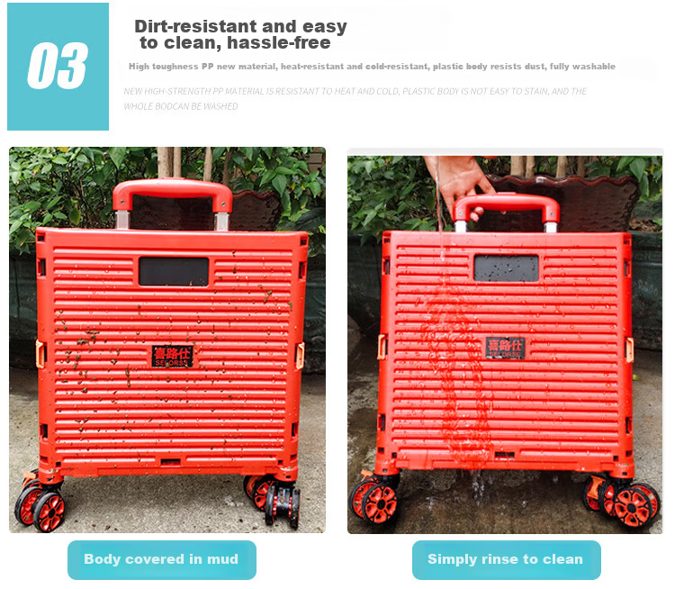 SELORSS Foldable Hand Cart Elderly Shopping Cart Small Trolley Shopping Cart Pull Cart Push Cart Large Wheel Yellow BY06-F 23