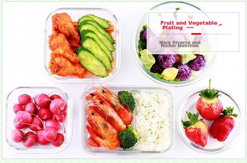Creative Heat-resistant Glass Food Storage Box for Office Workers Microwave Lunch Box Refrigerator Storage Bento Box 700ml*2 14