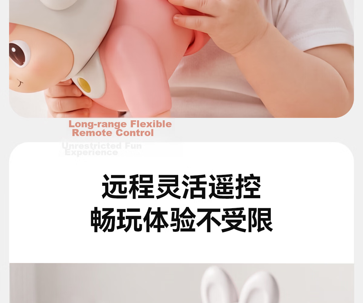 Dimoarch Baby Electric Crawling Toy, Fun Infant Learning to Crawl Early Education Enlightenment Crawling, Newborn Head-Lifting Training Rabbit Pink 14