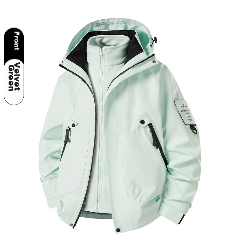 JEEP SPIRIT Three-In Jacket for Men And Women, Outdoor Windproof Waterproof Mountaineering Coat, Black XL 31
