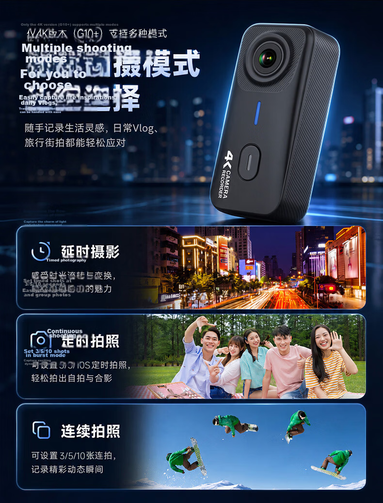 ShanGou G11 Thumb Sports Camera Motorcycle DVR Portable Magnetic Chest Neck Hanging Outdoor Fishing Cycling Vlog Camera Gift Set + 128GB Memory Card 15