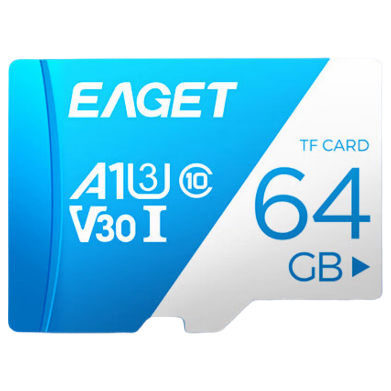 EAGET 64GB TF (MicroSD) Memory Card U3 V30 Dash Cam & Security Monitoring Dedicated Memory Card, High-Speed And Durable, Read Speed 100MB/s