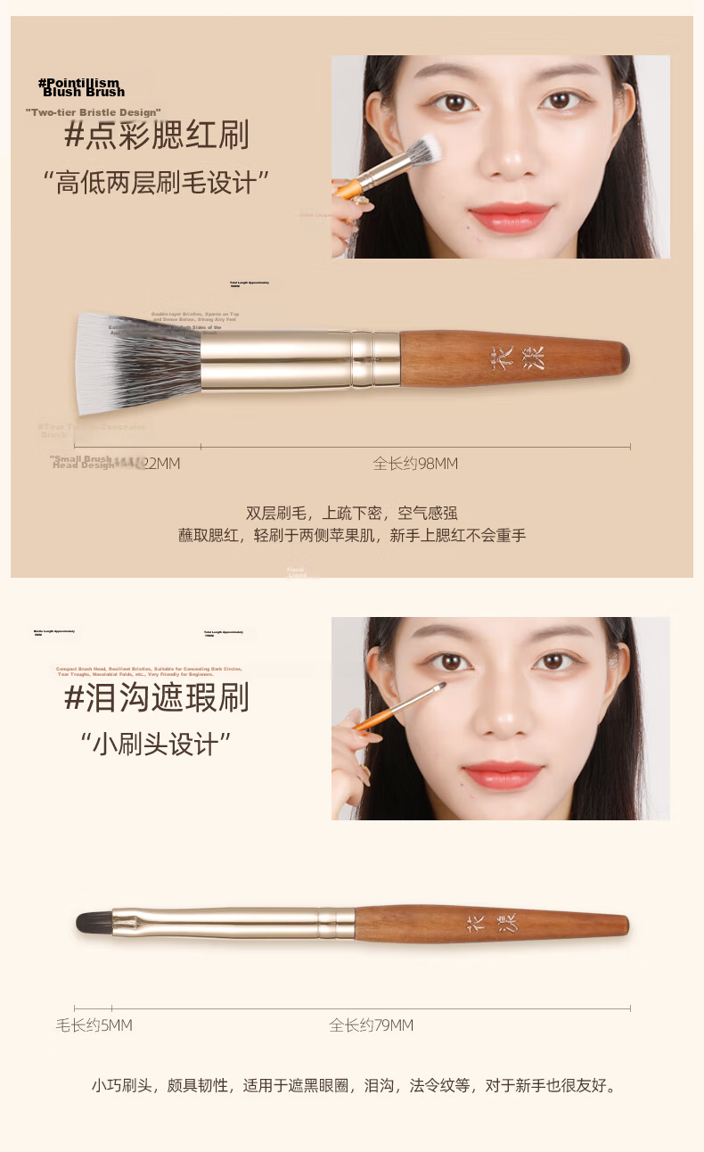 Huayang Portable Brush Set with 5 Multifunctional Brushes for Eyeshadow, Nose Shadow, Blush, And Cosmetics - Perfect for May Day Outings 16