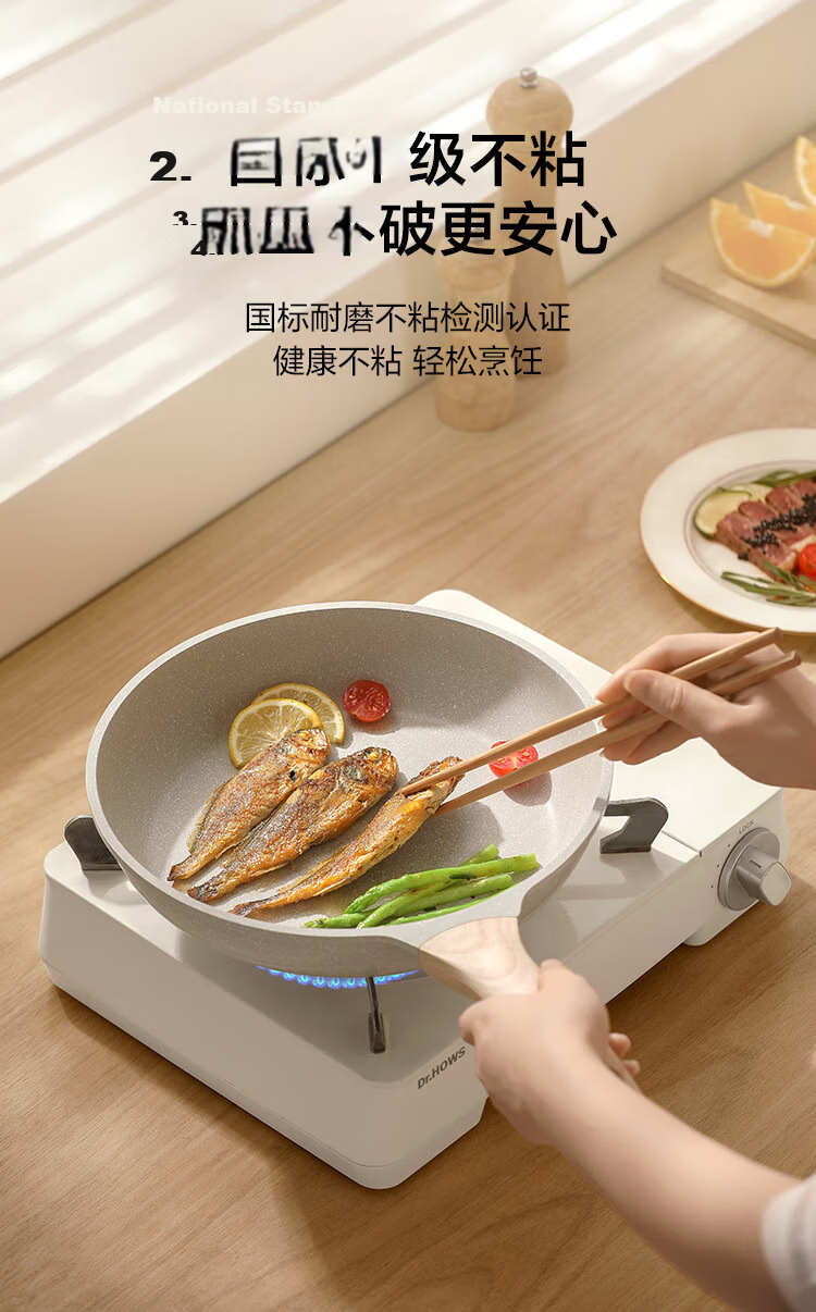 JD Original Flat Bottom Pan, Egg Frying Pan, Maifanshi Non-Stick Pan for Frying And Stir-Frying, Multi-Purpose Pan Compatible with Induction Cooker And Gas Stove, 28cm 6
