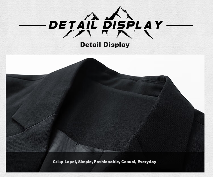 Dingfengbaoluo Solid Color Casual Blazer Autumn Jacket Men's High-End Stylish Suit Fashion Top EX03 Black XL 8