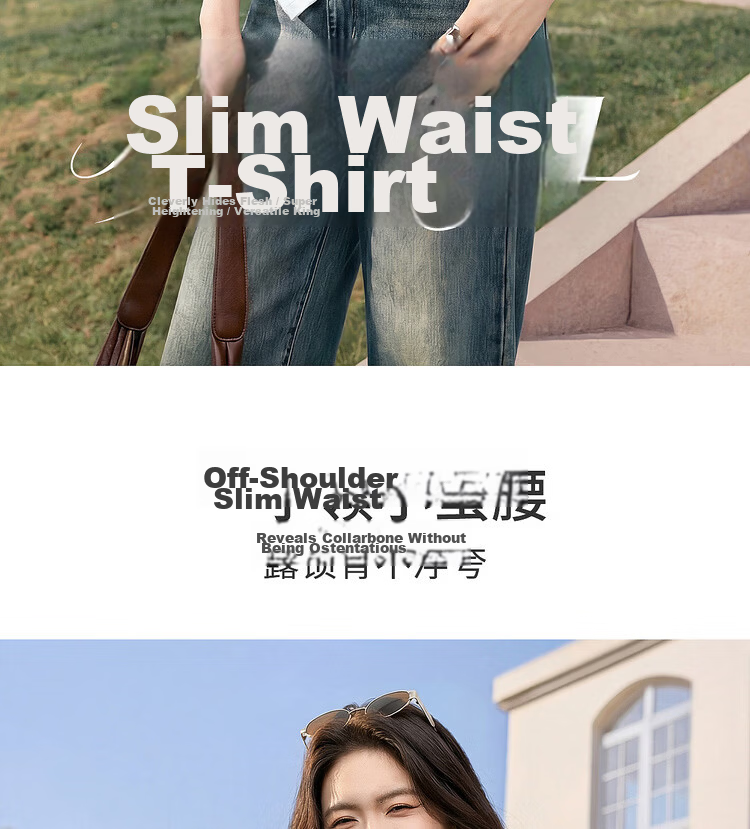 Shangdu Bila Off-Shoulder Pure Cotton T-Shirt Women Spring Summer Twist Knot Irregular Hem Short Sleeve Slimming Top 2