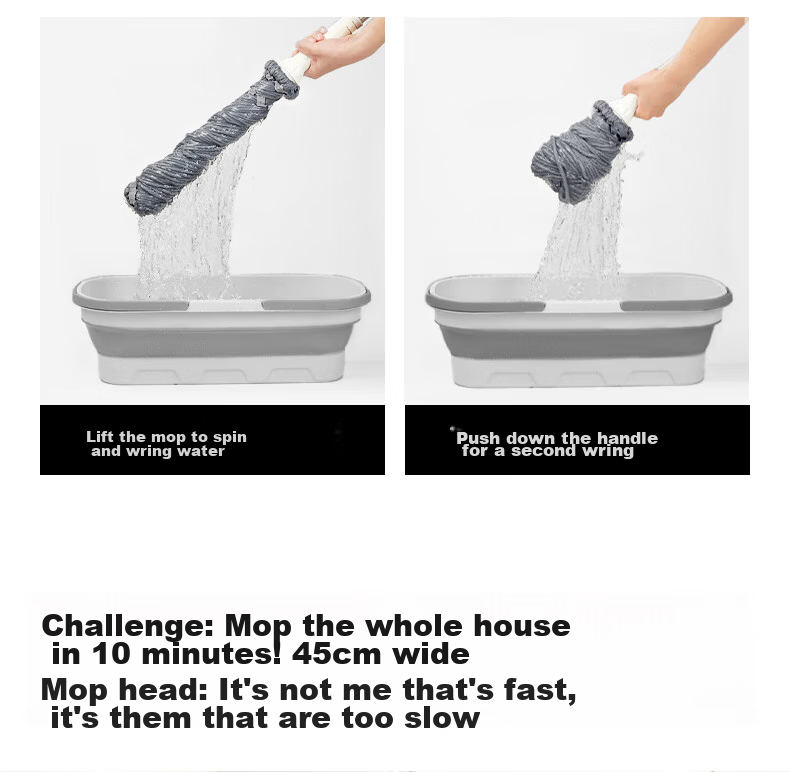 Wuyuehua Wide Mop, 55CM Wide X 138CM Long, 1 Cloth, No Hand Washing Required, Self-Wringing, Card Lock, Self-Tightening Water Mop for Home Use, Extra Large Mop Head 8