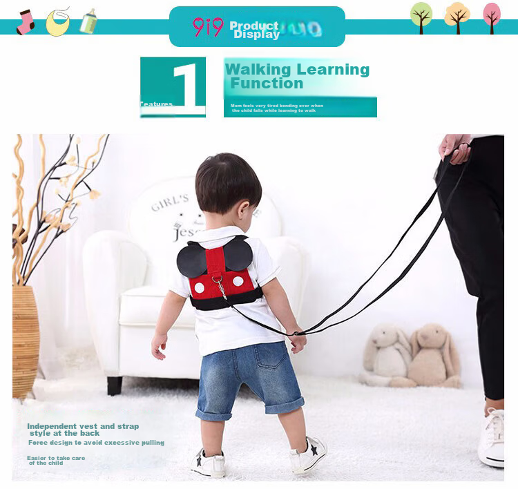 9i9 Baby Anti-Lost Leash Toddler Child Safety Walking Harness with Anti-Lost Safety Wristband Bee Design 0870 4