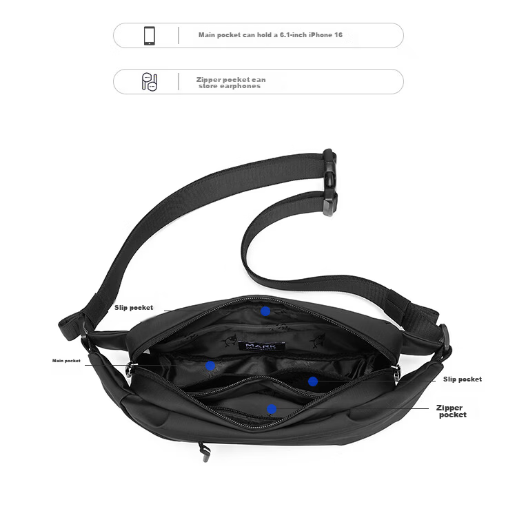 Mark Fairwhale High-end Light Luxury Men's Crossbody Bag Single Shoulder Chest Bag Motorcycle Riding Large Capacity Commuter Small Sling Bag 7