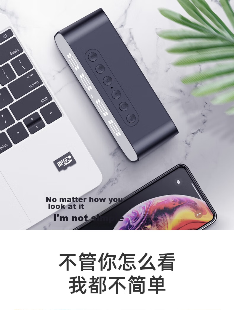 Havit [200,000 Positive Reviews] M3 Flagship Wireless Bluetooth Speaker Alarm Clock Mirror Full Screen Mini Portable Home Desktop Low-Frequency Cannon Steel Cannon Wireless Card-Insertable Speaker White 14