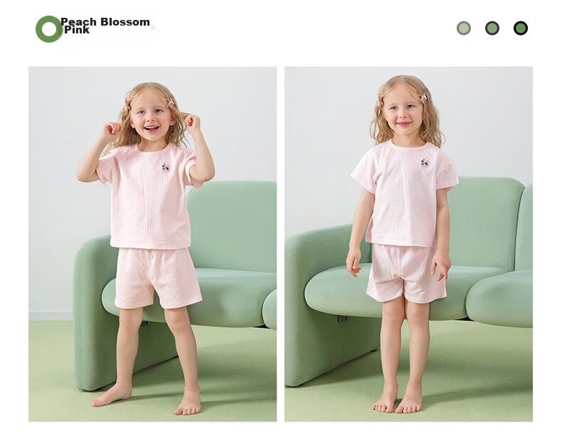 Betis Kids Summer Pajama Set Short Sleeve Cotton Breathable Cool Homewear for Boys and Girls 27