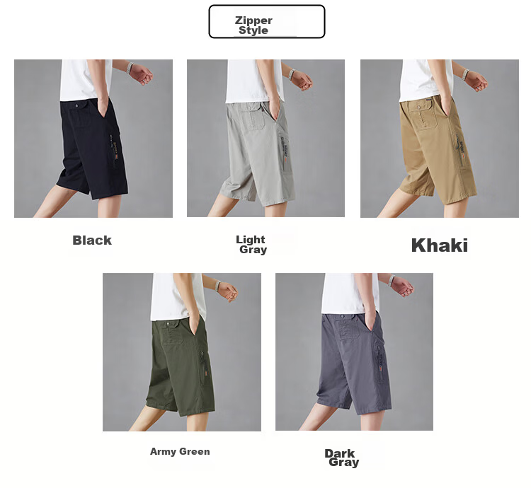RED DRAGONFLY Men's Summer Fashion Simple Cotton Comfortable Breathable Versatile Seven-Point Sports Cargo Shorts 17