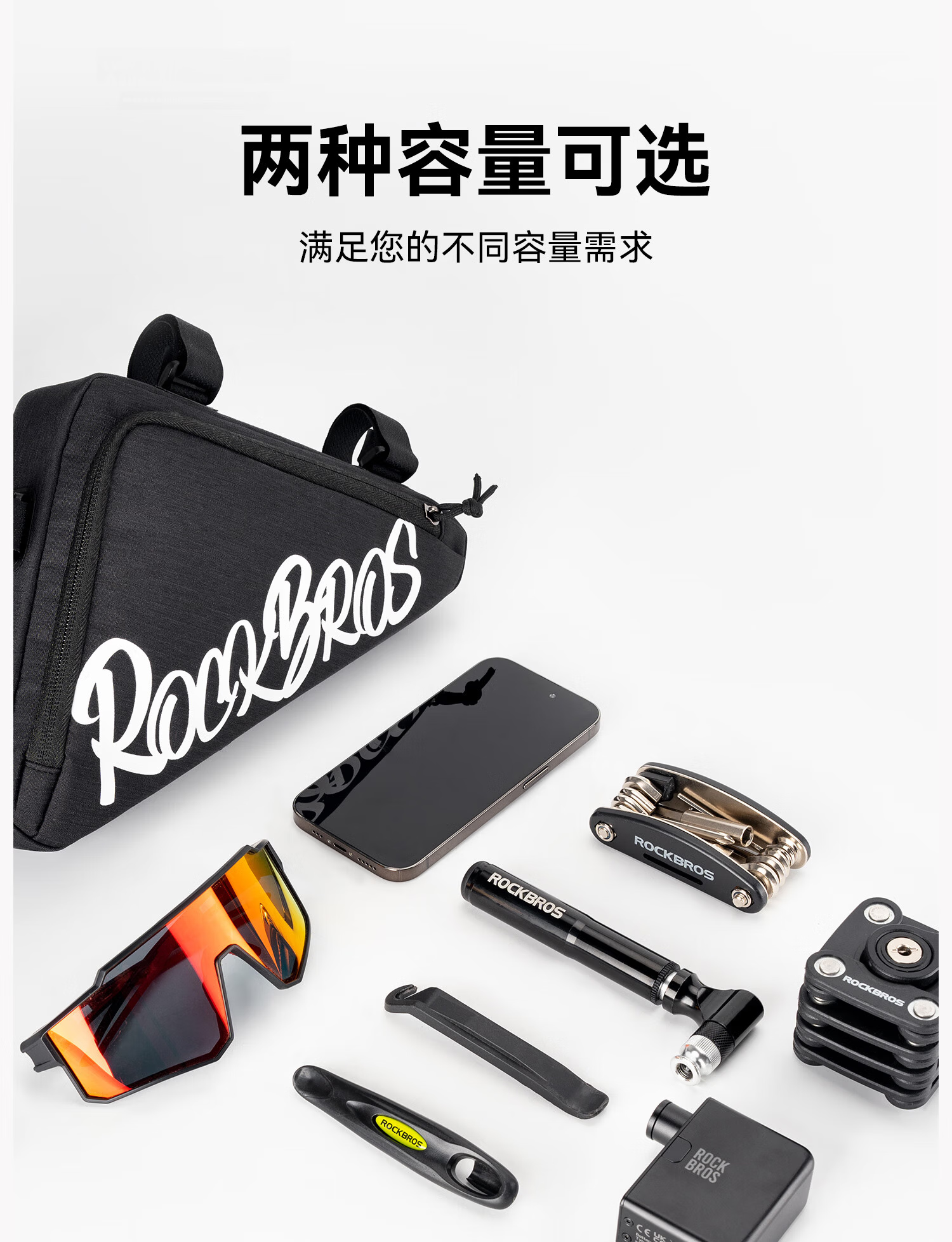 ROCKBROS Bicycle Triangle Frame Bag Top Tube Bag Front Beam Bag Mountain Road Bike Tool Bag Cycling Gear Black Small Size 8