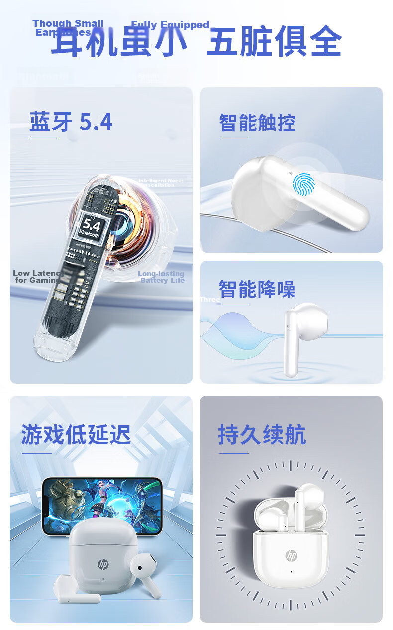 HP H10K Semi In-Ear Bluetooth Headphones, Upgraded to Bluetooth 5.4, for Music And Gaming with Low Latency, Sports Smart Earphones Compatible with Apple, Huawei, Xiaomi, OPPO Phones 2