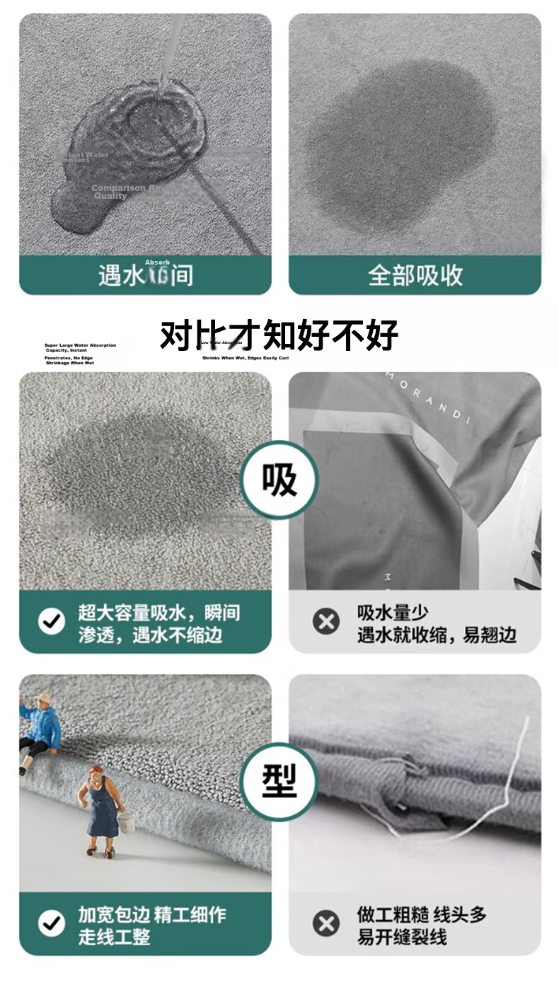 Simple American Style Bathroom Non-Slip Water Absorption Mat Toilet Entrance Quick-Dry Floor Mat 40*60cm 5