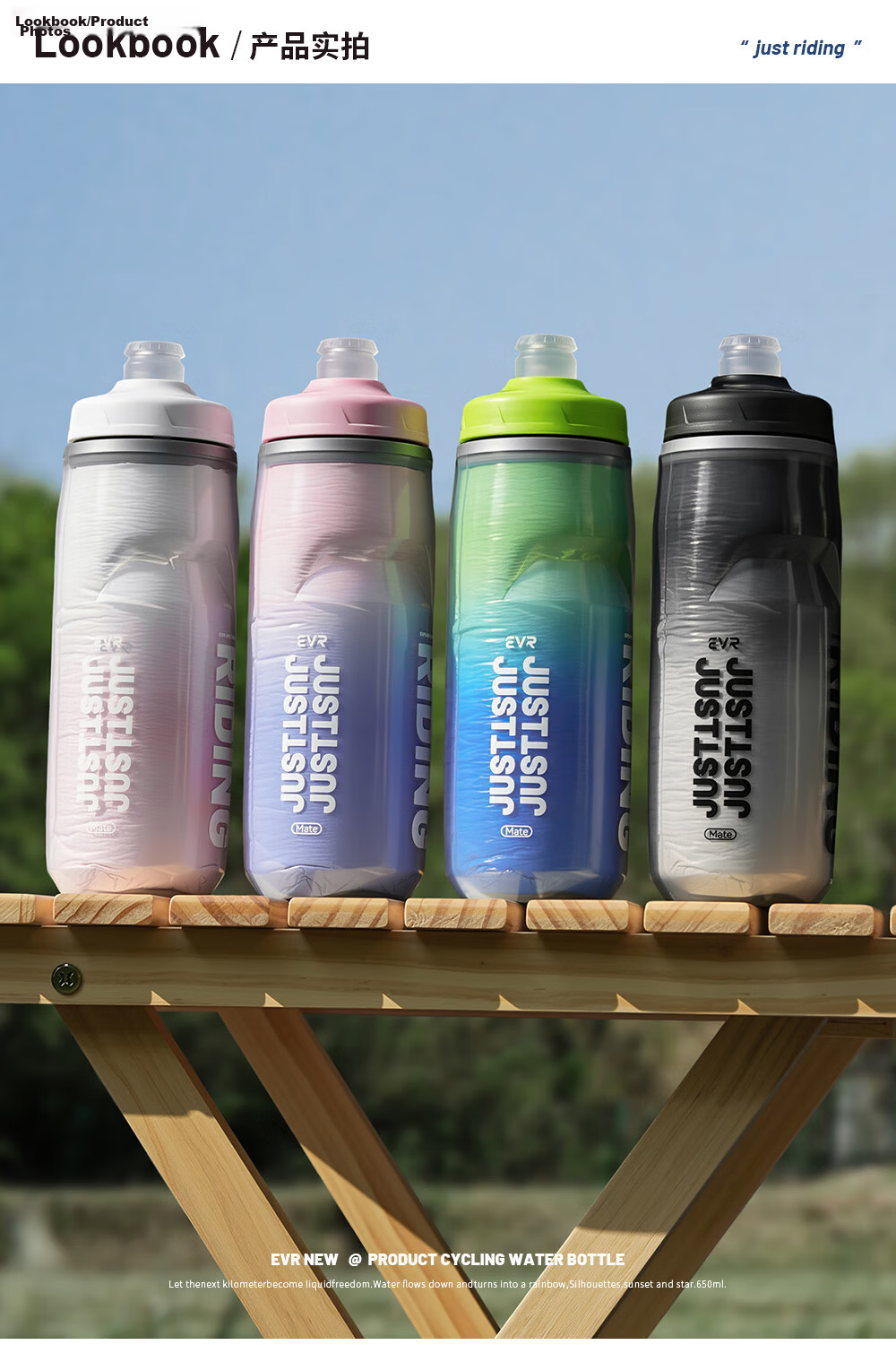 EVR Cycling Water Bottle Insulated Squeeze Water Cup Fashion Black and White 620ML 12