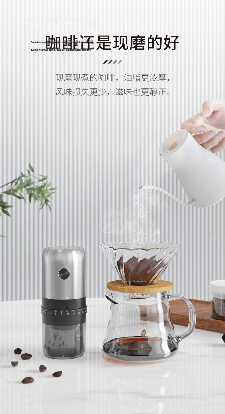 CLITON Electric Coffee Grinder, Coffee Bean Grinding Machine, Pour-Over Coffee Maker, Automatic Grinding Machine, Coffee Filter Paper, Filter Cup 5