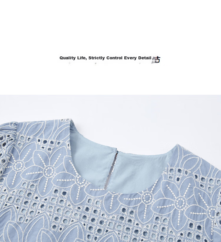 Demana [Clear Tencel] Summer Romantic Elegant Embroidered Loose Flared Patchwork Slimming Dress for Women Premium Feel 15