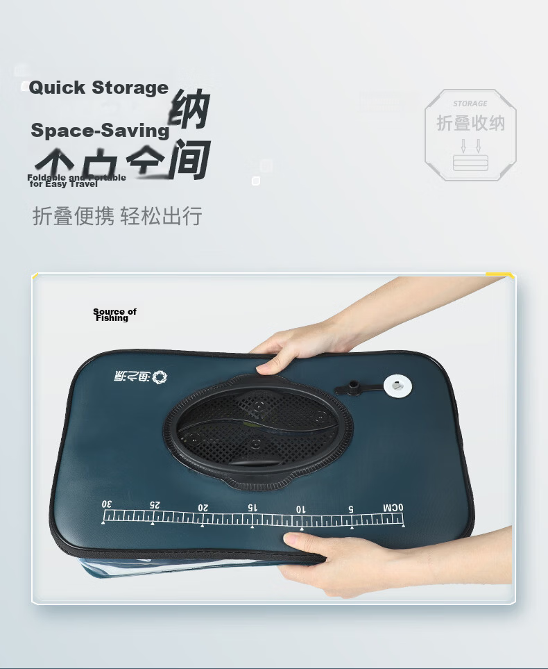 Yuzhiyuan Live Fish Bucket, Fishing Tackle Box, Foldable Water Bucket, Transparent Container, Navy Blue + Air Pump 10