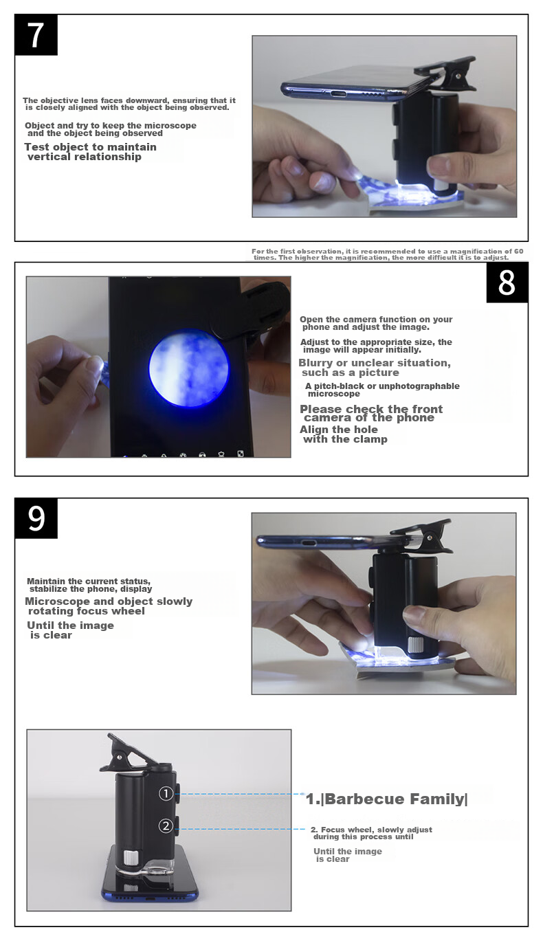 MIXOUT, 60x And 100x High Magnification Magnifying Glass, HD Inspection with LED Light And UV Phone Clip Microscope 14