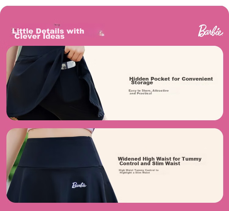 Barbie Tennis Skirt with Inner Shorts for Women, Badminton Skirt with Lining, Fitness Running Skirt, Anti-Exposure Lightweight Sports Shorts 6