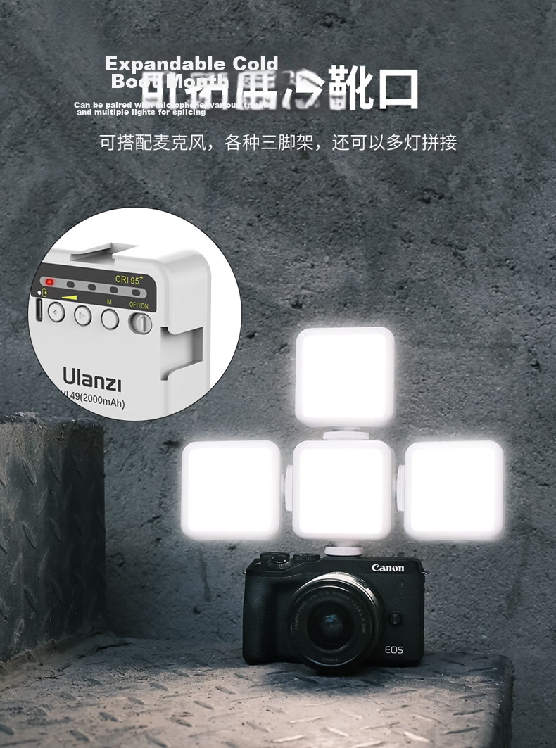 Ulanzi VL49 (White) Live Streaming Fill Light Photography LED Portable Soft Light Hot Shoe Beauty Portrait Vlog Handheld Lighting Lamp 9