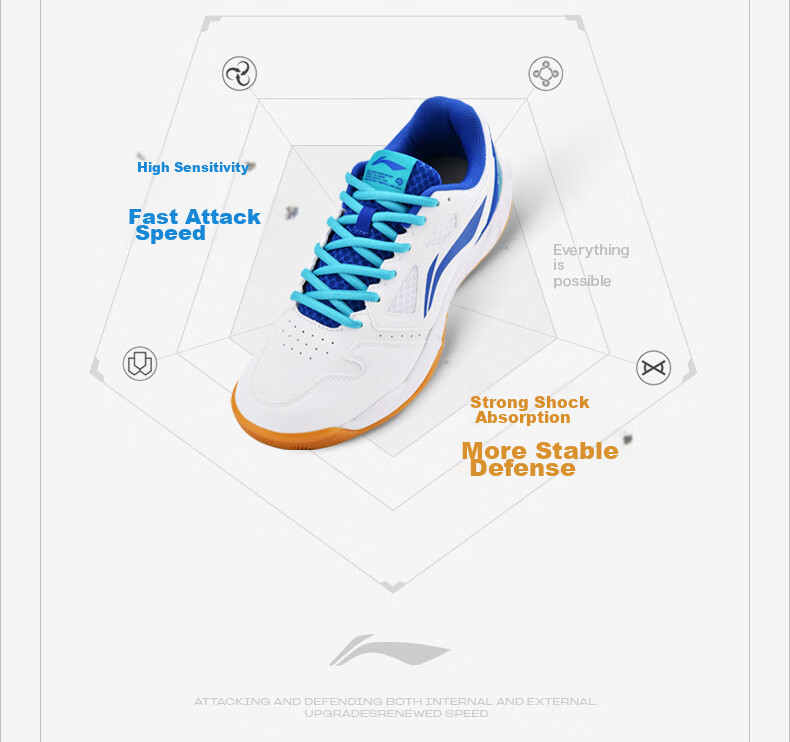 LI-NING Lightning 2.0 Unisex Professional Badminton Shoes Breathable Comfortable Training Sneakers 9