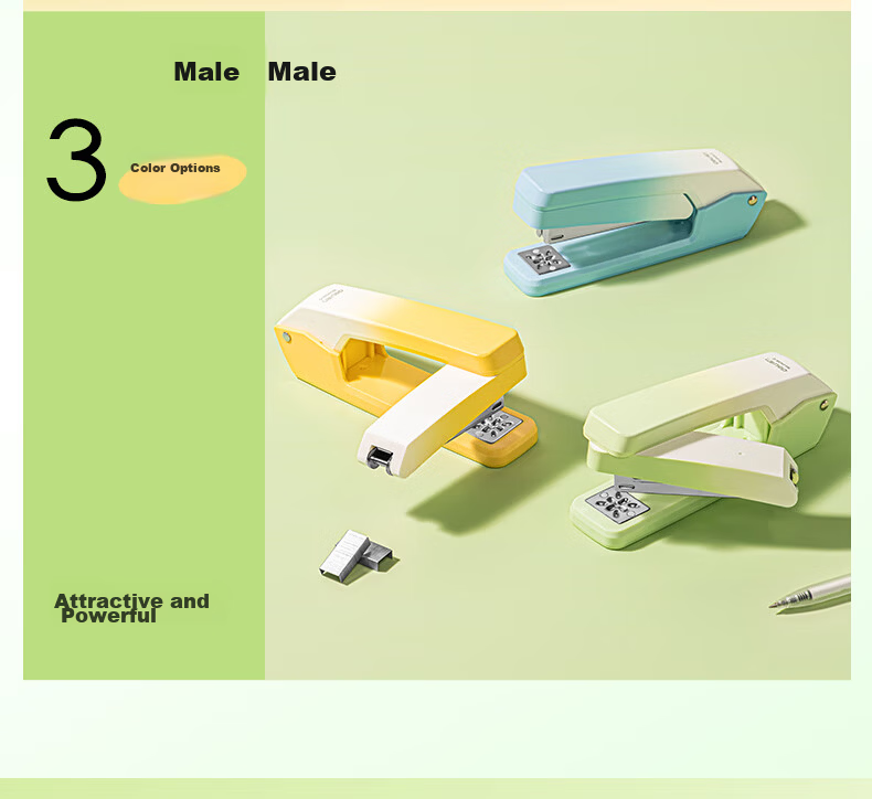 Deli 20-Page Fashionable Rotating Stapler/Stapler, Student Homework Notebook with Center Binding, Compatible with 24/6 Staples, School Supplies, TA304 Gree 4