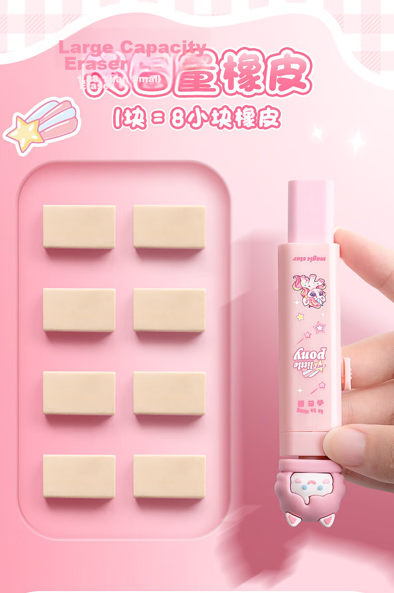 Kabaxiong Rotating Push-Pull Eraser, Cartoon Cute No-Trace Clean Eraser without Residue, Line Drawing Dog Desig 9